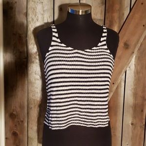 Knit pinstriped crop top